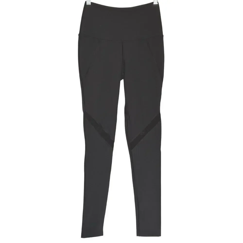 NWOT Splits 59 Women's Black Mesh Mid Rise 7/8 Leggings Pants Size S Solid